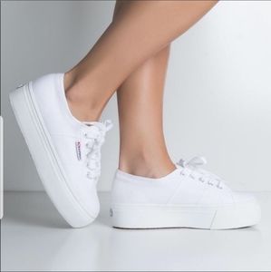 Superga platform shoes in white!